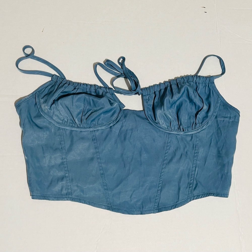 SHEIN Women’s Cute Blue Cropped Corset Top Size 8/10 L